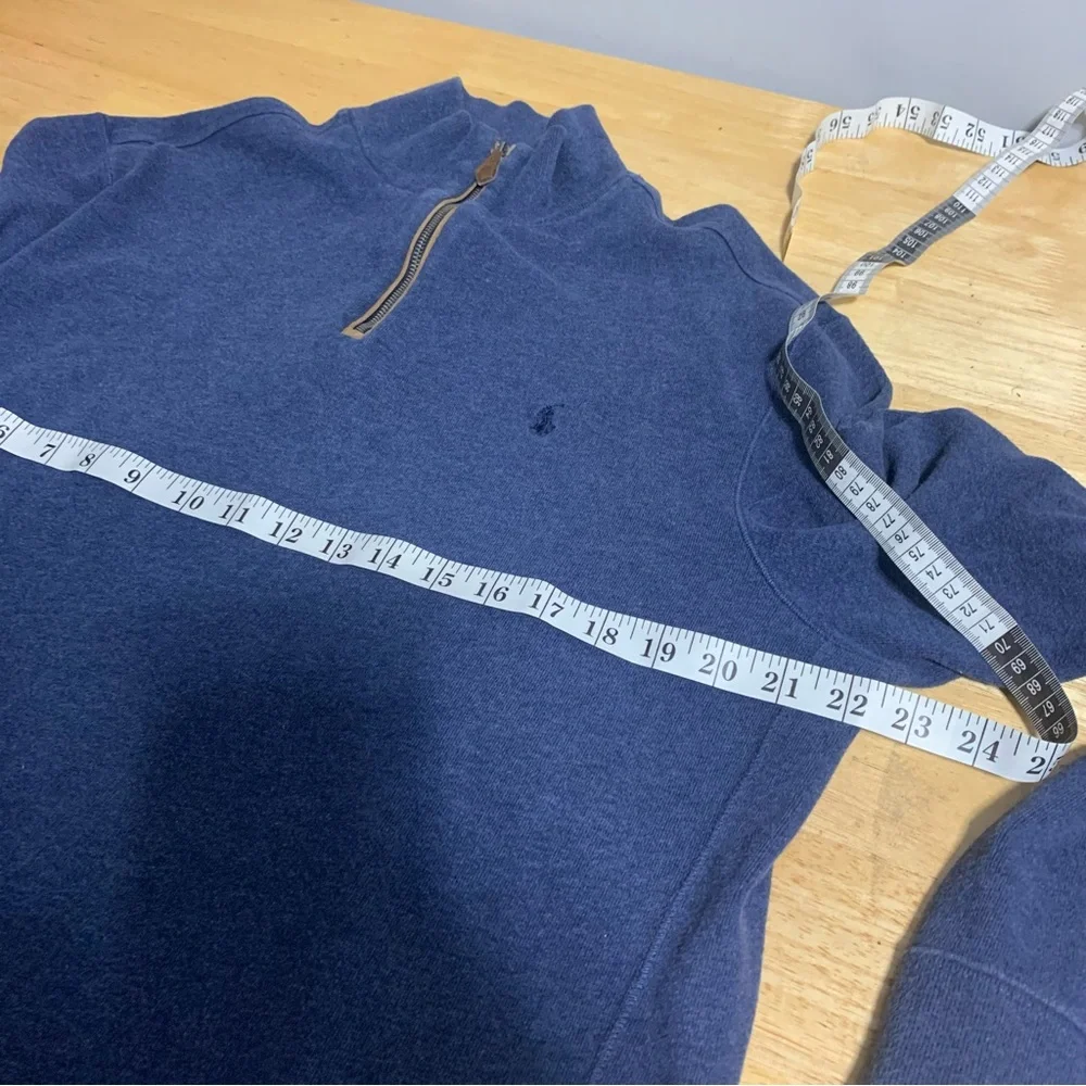 Polo Ralph Lauren Sweater Men Blue Vintage Knit Pullover 1/4 Zip Pony Size XL‎